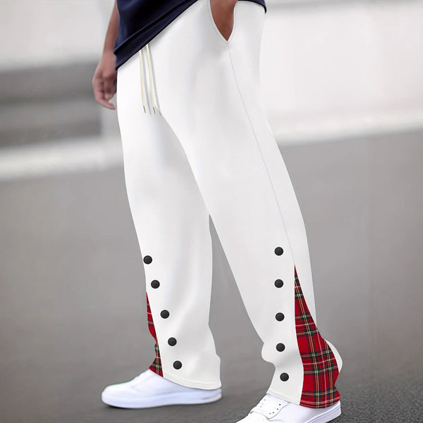 Mens Casual Pants Sporty Color-block Trousers