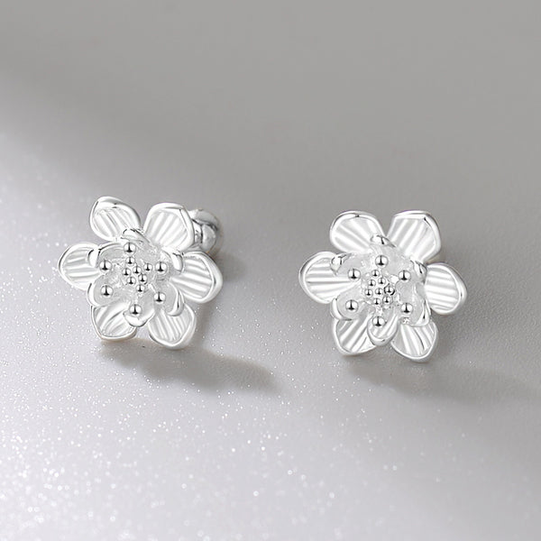 S999 Sterling Silver Womens Lotus Elegant Ear Cuff Stud