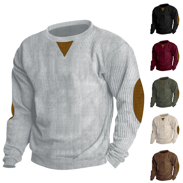 Crew-neck Corduroy Long-sleeve Sweatshirt For Men