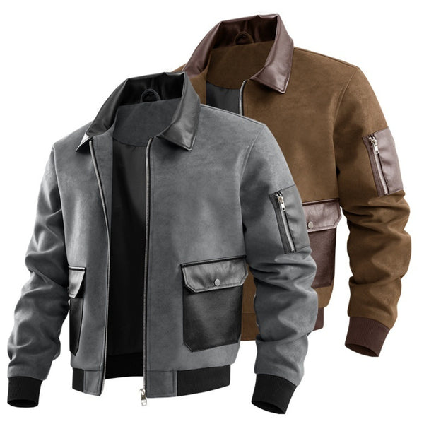 Mens Patchwork Texture Lapel Jacket